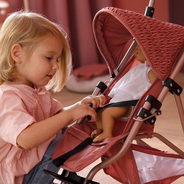 Howa Ziegelroter Grace Puppenwagen mit verstellbarem Griff und Sicherheitsgurt