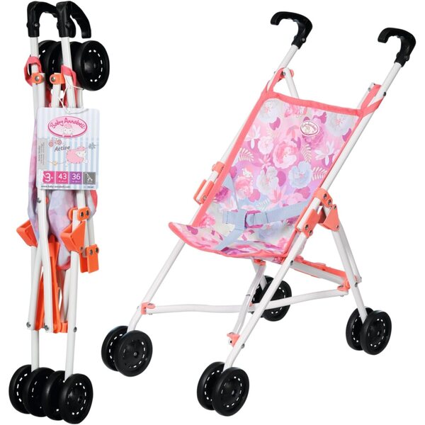 Baby Annabell Active Kinderwagen für Puppen bis 43 cm, leicht zusammenklappbar und zu tragen