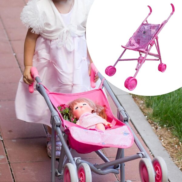 Sharplace Zusammenklappbarer Puppenwagen mit Regenschirm, Geschenk für Kinder ab 3 Jahren