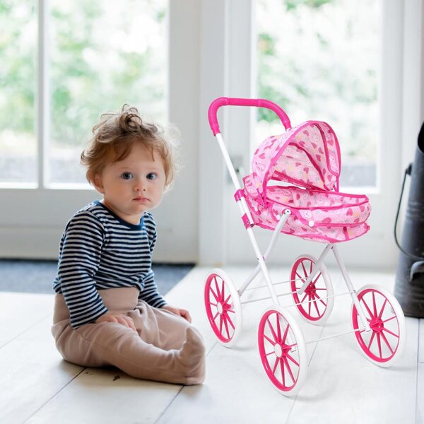 Puppenwagen mit großen Rädern und Zubehör – realistisches Spielzeug für Mädchen