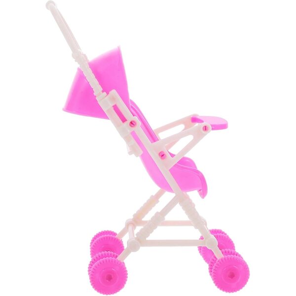 WOONEKY Puppenspielzeug-Kinderwagen, leicht, kompakt und widerstandsfähig aus rosa Kunststoff