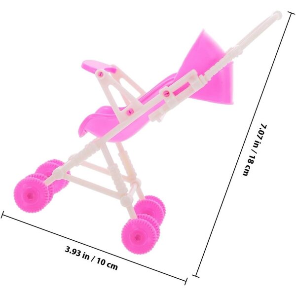 WOONEKY Puppenspielzeug-Kinderwagen, leicht, kompakt und widerstandsfähig aus rosa Kunststoff