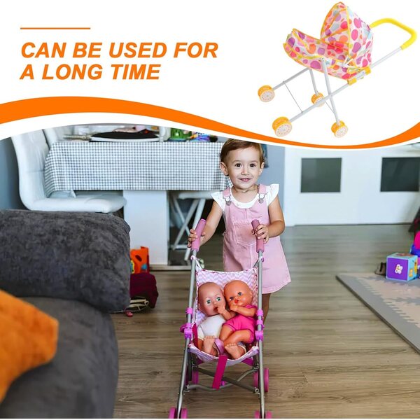 WOONEKY Spielzeug-Kinderwagen für mehrfarbige Puppen, leicht und kompakt, 57 x 51 x 31 cm
