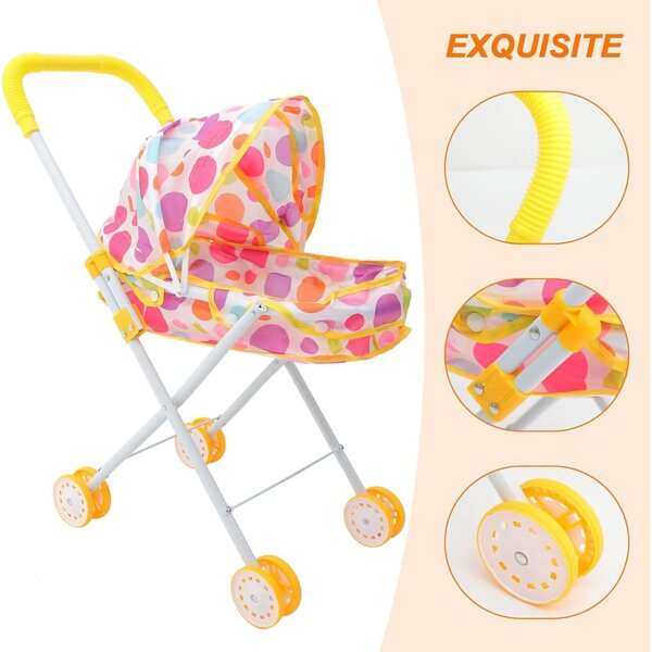 WOONEKY Spielzeug-Kinderwagen für mehrfarbige Puppen, leicht und kompakt, 57 x 51 x 31 cm
