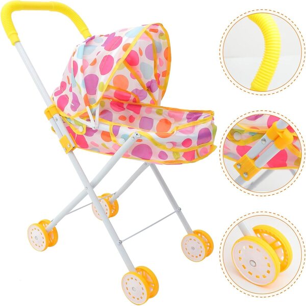 WOONEKY Spielzeug-Kinderwagen für mehrfarbige Puppen, leicht und kompakt, 57 x 51 x 31 cm