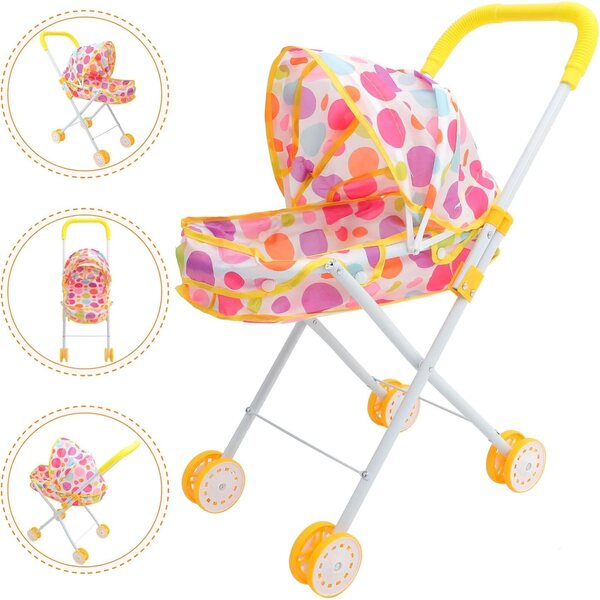 WOONEKY Spielzeug-Kinderwagen für mehrfarbige Puppen, leicht und kompakt, 57 x 51 x 31 cm