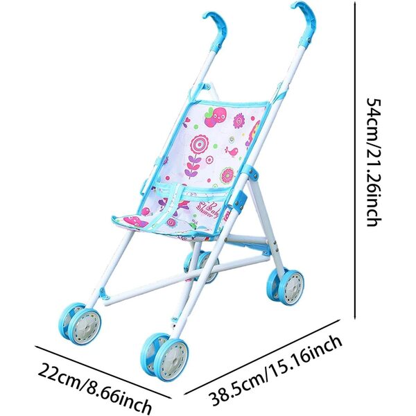 Sharplace Zusammenklappbarer Puppenwagen, blau, langlebiges Lernspielzeug