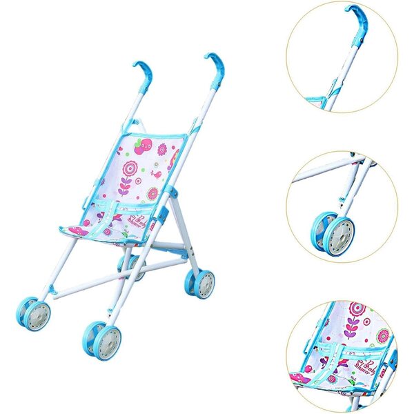 Sharplace Zusammenklappbarer Puppenwagen, blau, langlebiges Lernspielzeug