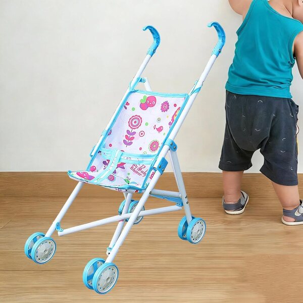 Sharplace Zusammenklappbarer Puppenwagen, blau, langlebiges Lernspielzeug