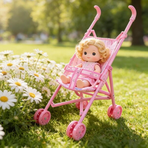 Tuxuseo Zusammenklappbarer Puppenwagen, realistisches Rollenspielspielzeug