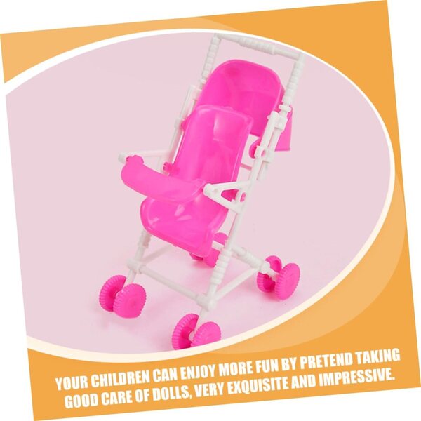 Spielzeug-Kinderwagen für Puppen, 3 Stück, rosa, heller Kunststoff, einfach zu bedienen