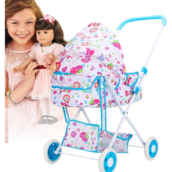 Rosa oder blauer Puppenwagen – realistisch, geräumig und robust für Kinder
