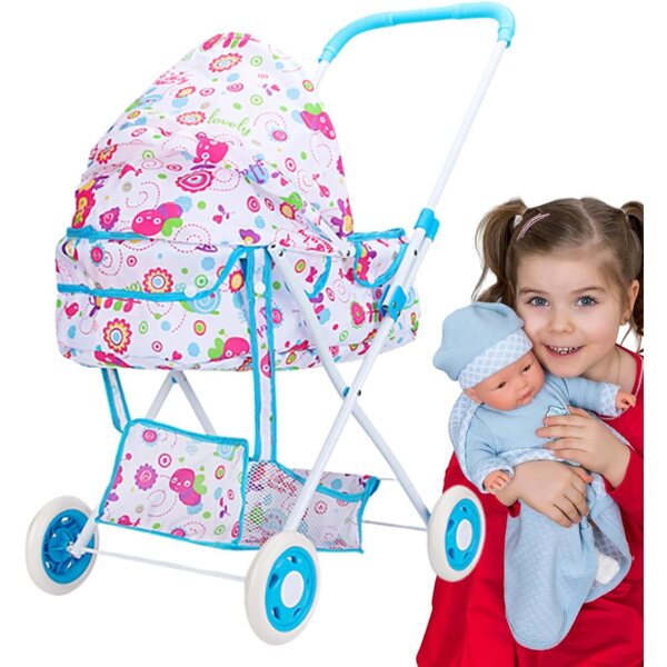 Rosa oder blauer Puppenwagen – realistisch, geräumig und robust für Kinder