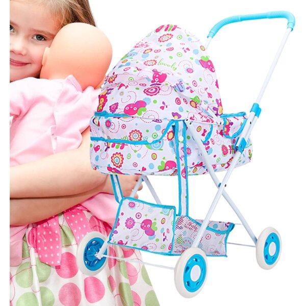 Rosa oder blauer Puppenwagen – realistisch, geräumig und robust für Kinder