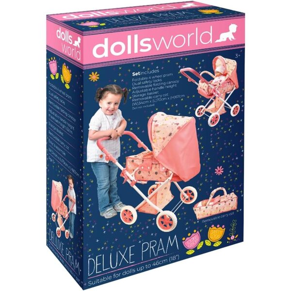 Peterkin Luxus-Kinderwagen für Puppen bis 45,7 cm – Rollenspiel für Kinder ab 3 Jahren
