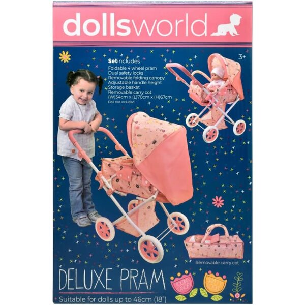 Peterkin Luxus-Kinderwagen für Puppen bis 45,7 cm – Rollenspiel für Kinder ab 3 Jahren