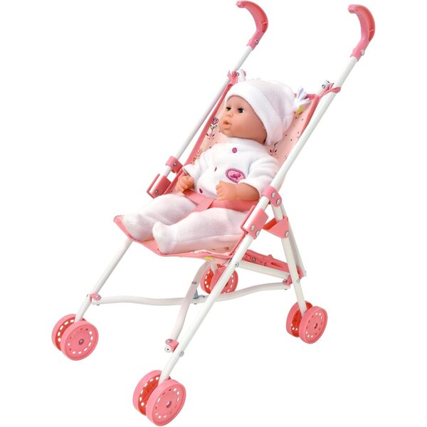 Dolls World Luxus-Klappkinderwagen für Puppen bis 56 cm | 52x27x55cm