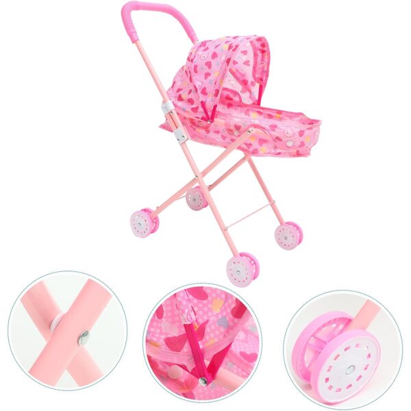 SOPOTUTU Rosa Puppenwagen, stilvoll und einfach aufzubauen – 20,83 x 18,86 x 10,61 Zoll