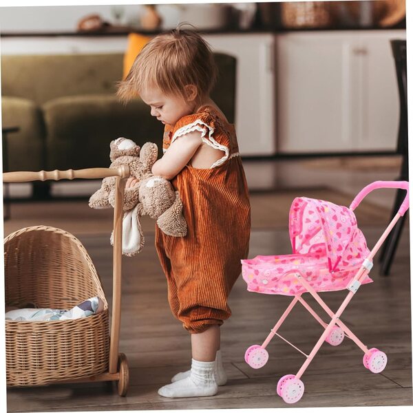 SOPOTUTU Rosa Puppenwagen, stilvoll und einfach aufzubauen – 20,83 x 18,86 x 10,61 Zoll