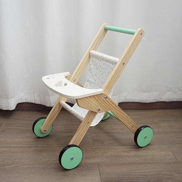 RNXRZANK Puppenwagen aus Holz, Lernspielzeug und stabiler Gehwagen