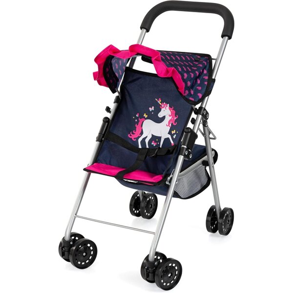 Passeggino per bambole Bayer Design pieghevole con doppie ruote e cintura di sicurezza