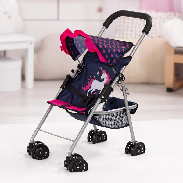 Passeggino per bambole Bayer Design pieghevole con doppie ruote e cintura di sicurezza