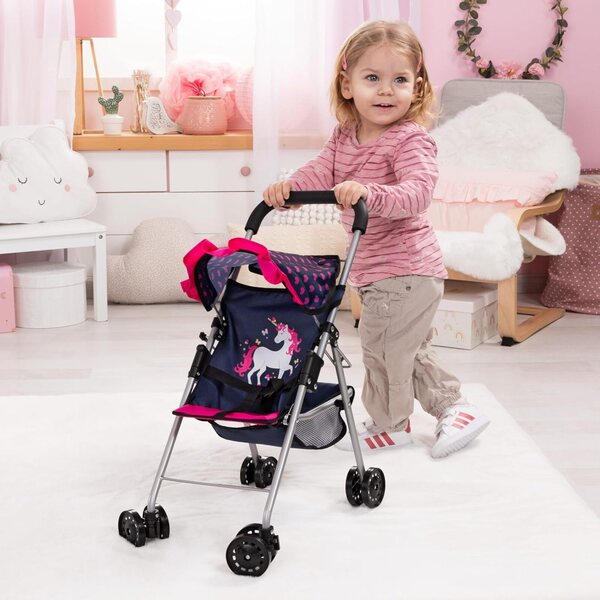 Passeggino per bambole Bayer Design pieghevole con doppie ruote e cintura di sicurezza