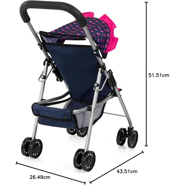 Passeggino per bambole Bayer Design pieghevole con doppie ruote e cintura di sicurezza