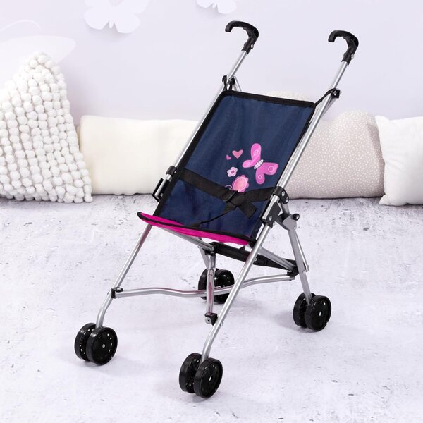 Passeggino per bambole pieghevole Bayer Design con cintura e doppie ruote lisce