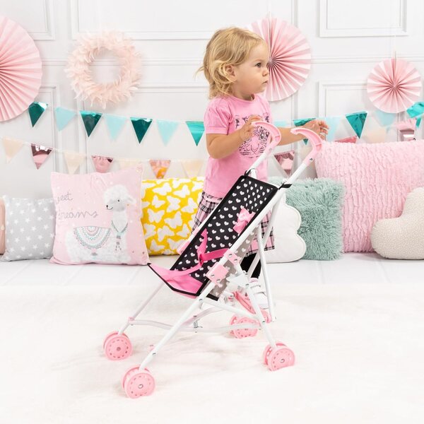Zusammenklappbarer Puppenwagen von Bayer Design mit Sicherheitsgurt und Doppelrädern