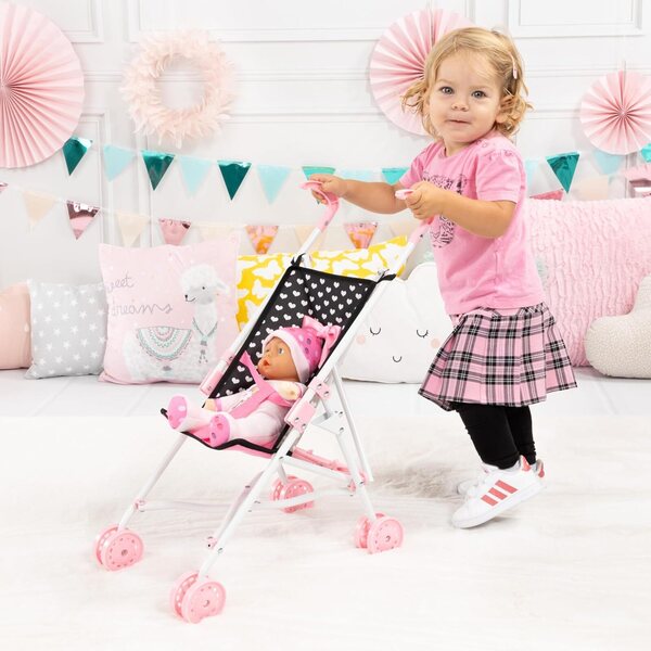 Zusammenklappbarer Puppenwagen von Bayer Design mit Sicherheitsgurt und Doppelrädern