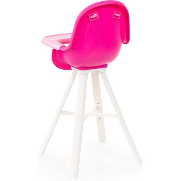 Rosafarbener Puppenhochstuhl mit verstellbarem Gurt und integriertem Tablett, bis 46 cm