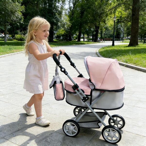 Zero Pam Puppenwagen mit Zubehör, klappbarem und verstellbarem Griff