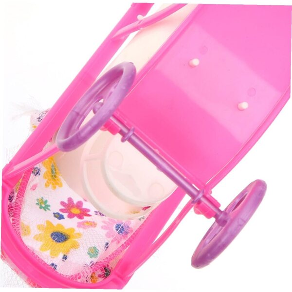 BESPORTBLE Rosa Puppenwagen, kompakte und leichte realistische Miniatur