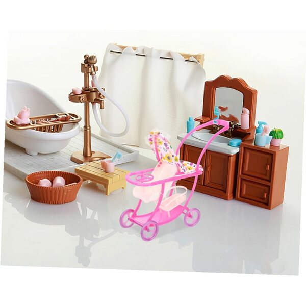 BESPORTBLE Rosa Puppenwagen, kompakte und leichte realistische Miniatur