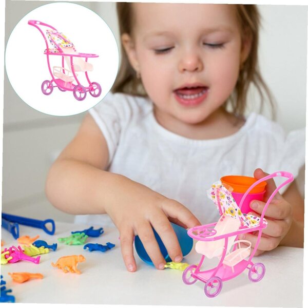 BESPORTBLE Rosa Puppenwagen, kompakte und leichte realistische Miniatur