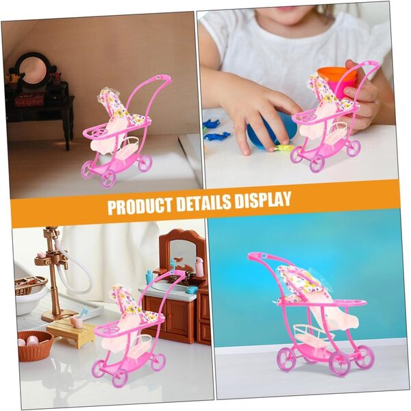 BESPORTBLE Rosa Puppenwagen, kompakte und leichte realistische Miniatur