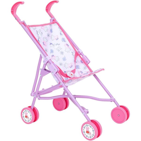 Rosa-weißer, faltbarer Peppa Pig-Spielzeugkinderwagen für Puppen ab 3 Jahren