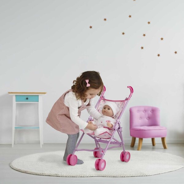 Rosa-weißer, faltbarer Peppa Pig-Spielzeugkinderwagen für Puppen ab 3 Jahren