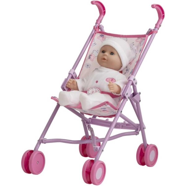 Rosa-weißer, faltbarer Peppa Pig-Spielzeugkinderwagen für Puppen ab 3 Jahren
