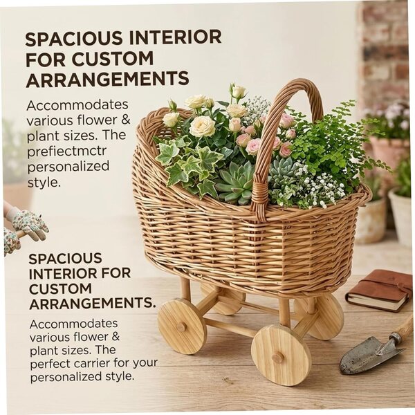 Carrozzina in Vimini Stile Vintage per Baby Shower e Decorazioni Casa
