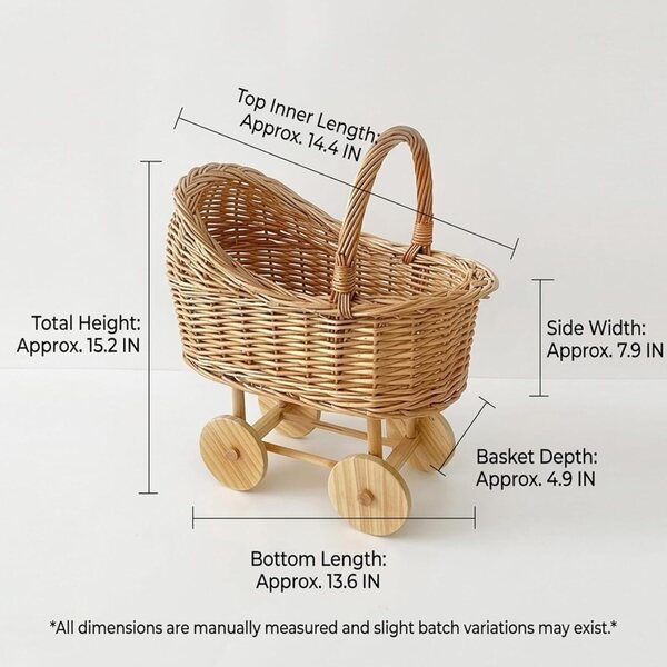Carrozzina in Vimini Stile Vintage per Baby Shower e Decorazioni Casa