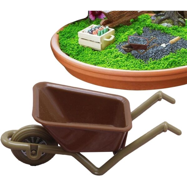 Mini carriola modello in miniatura in ABS verde, ideale per decorazioni e giochi
