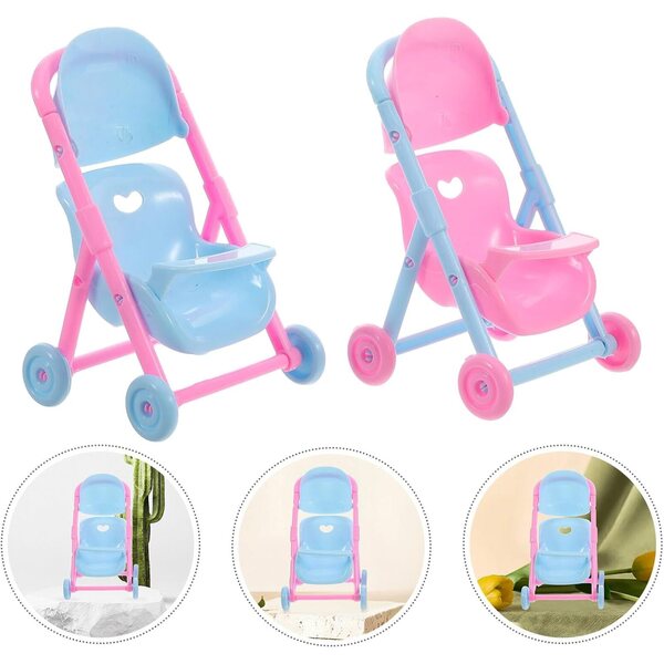 BESPORTBLE Passeggino per Bambole Miniatura Pieghevole 2 Pezzi, Design Realistico e Sicuro