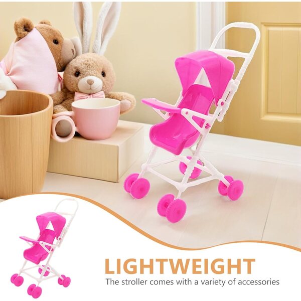 HEMOTON Robuster und detaillierter Puppenwagen aus Kunststoff – 2-teiliges Set
