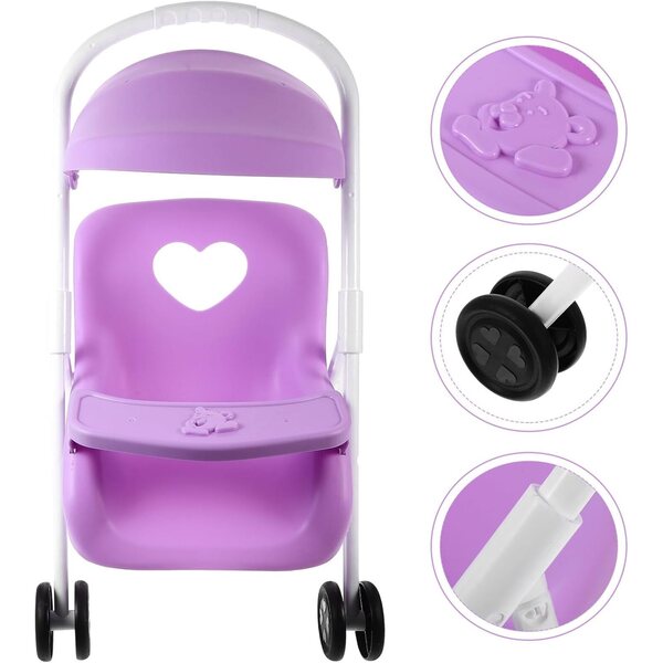 HEMOTON Lila Puppenwagen aus Kunststoff, dekoratives Accessoire für Puppenhäuser