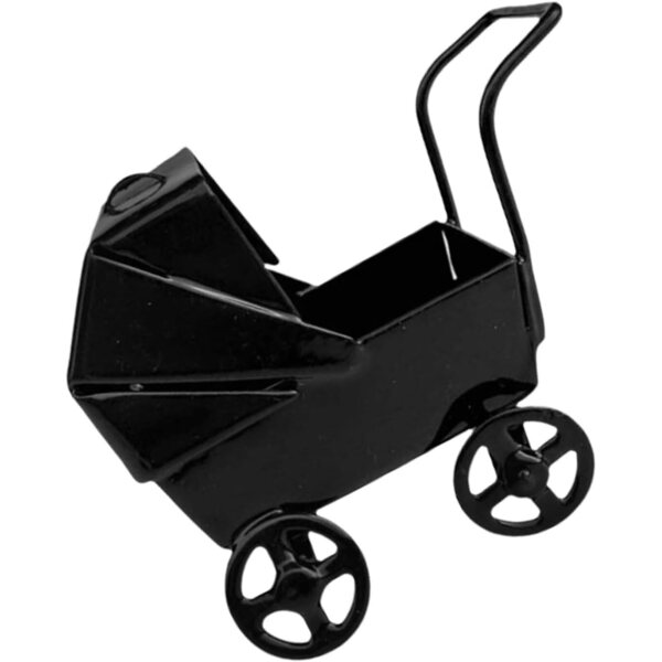 BESPORTBLE Miniatur-Spielzeug-Kinderwagen aus Metall für Puppenhaus, Schwarz