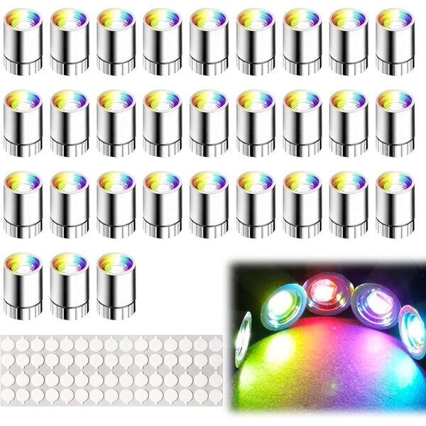 30 mehrfarbige Mini-LED-Leuchten für Puppenhäuser mit Batterie und Aufklebern