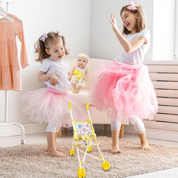 10 Zoll realistische Puppe mit Kinderwagen, Lernspielset für Kinder