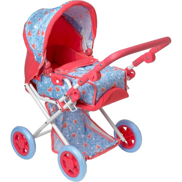 Deluxe-Faltwagen für Puppen bis 46 cm mit Verdeck und Korb